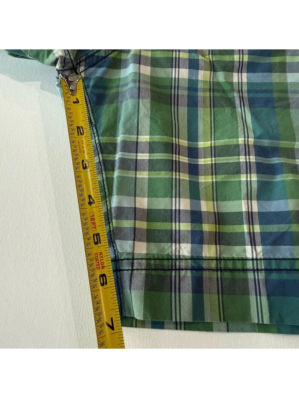 Tommy Hilfiger Mens Plaid Swim Trunks Green Blue Size M Lined Shorts